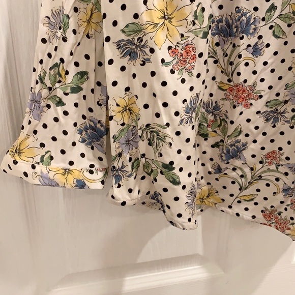 Anthro dRA Los Angelos White Polka Dot Floral Shirt - Picture 4 of 13